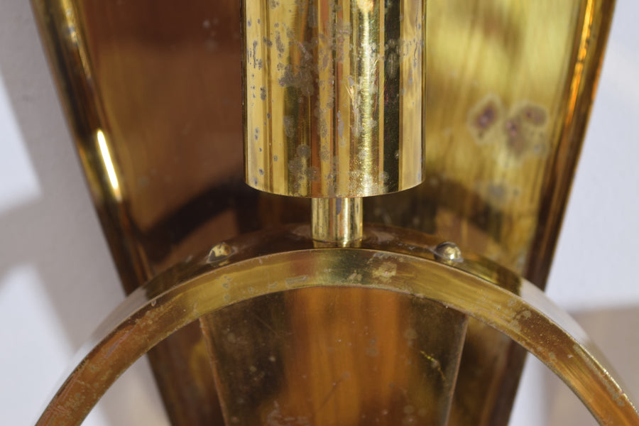 Pair of Large Brass 3-Light Sconces
