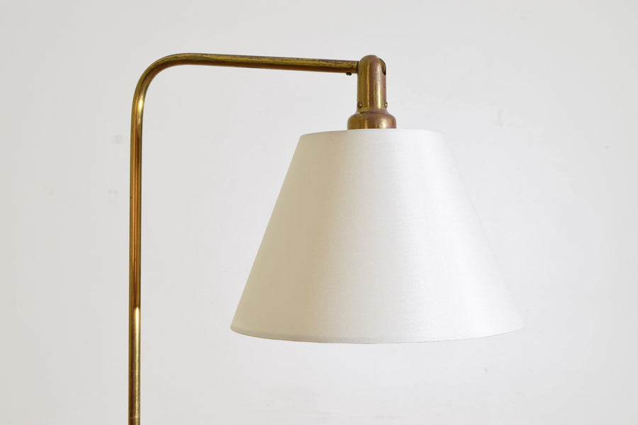Adjustable Brass and Leather Reading Floor Lamp