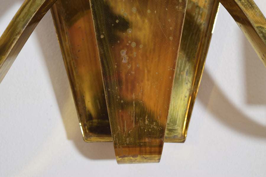 Pair of Large Brass 3-Light Sconces