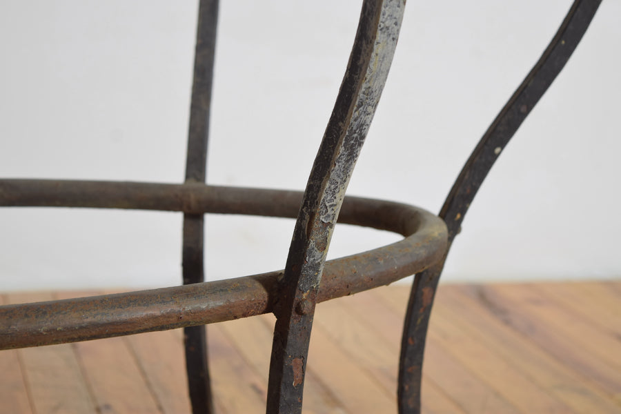 Wrought Iron and Copper Elliptical-Shaped Coffee Table
