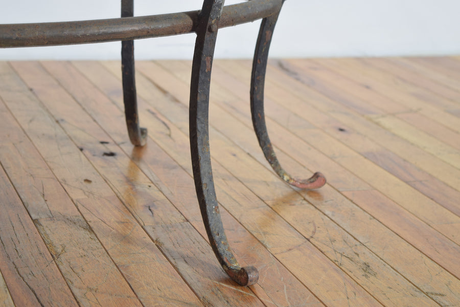 Wrought Iron and Copper Elliptical-Shaped Coffee Table
