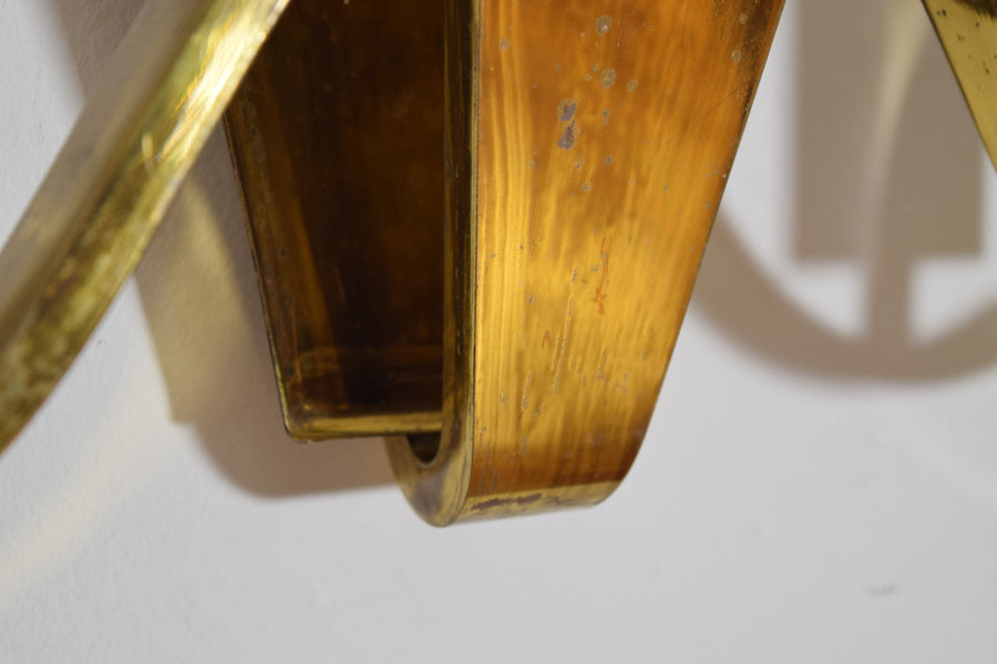 Pair of Large Brass 3-Light Sconces