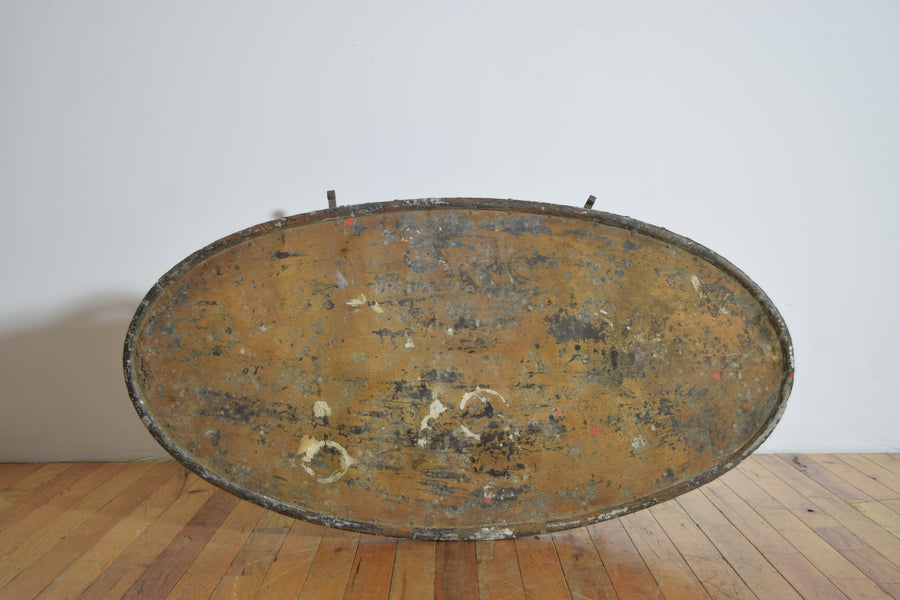 Wrought Iron and Copper Elliptical-Shaped Coffee Table