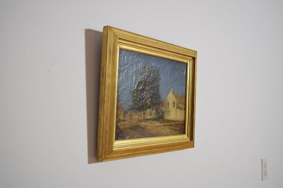 Oil on Canvas, Large Tree and Provincial Farmhouse