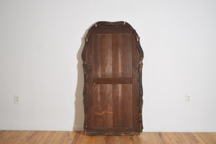 Shaped Walnut and Giltwood Mirror