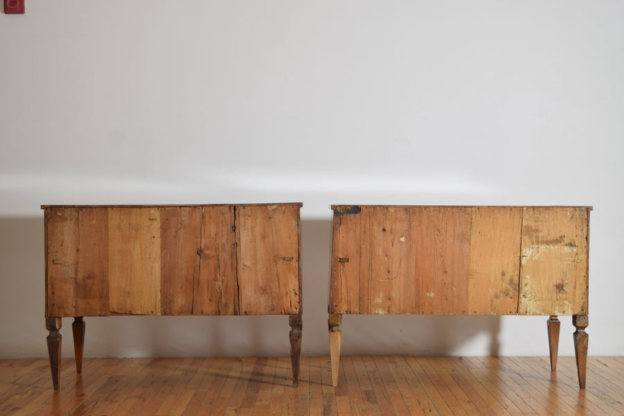 Pair of Boldly Veneered 2-Drawer Commodes
