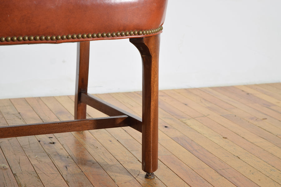 Mahogany and Faux Leather Upholstered Armchair