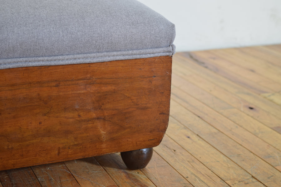 Pair of Walnut and Upholstered Footstools