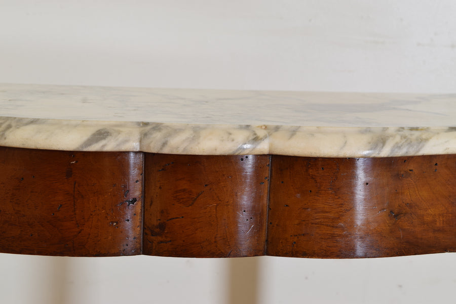 Walnut and Marble-Top Console Table