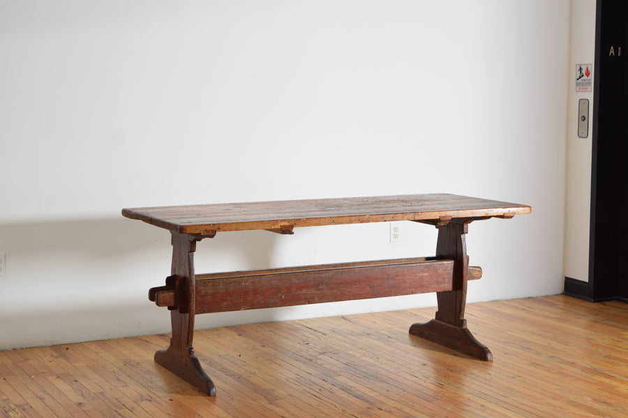 Pinewood Stretcher Table with Original Paint