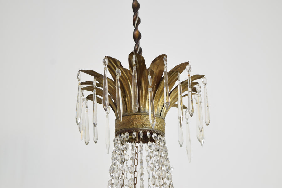 Brass and Glass 14-Light Chandelier