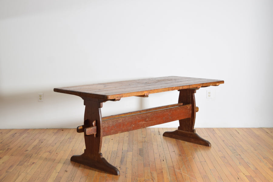 Pinewood Stretcher Table with Original Paint
