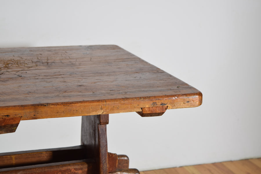 Pinewood Stretcher Table with Original Paint