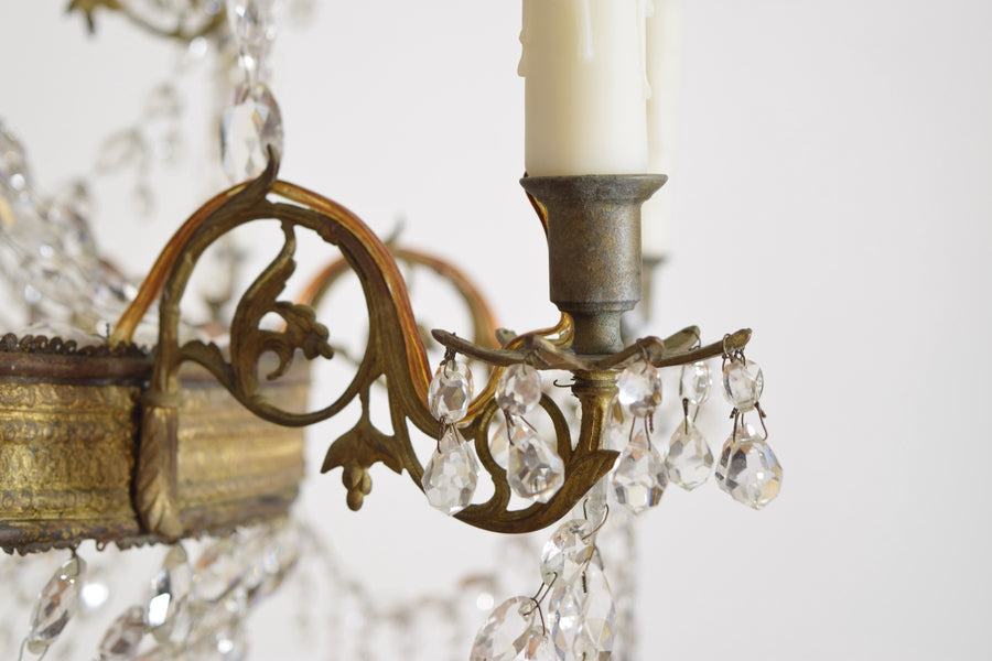 Brass and Glass 14-Light Chandelier