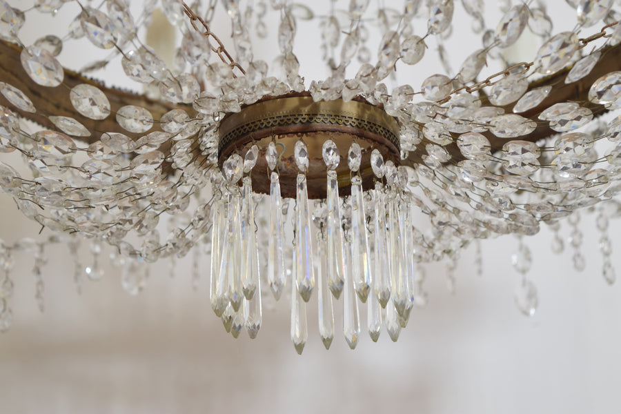 Brass and Glass 14-Light Chandelier