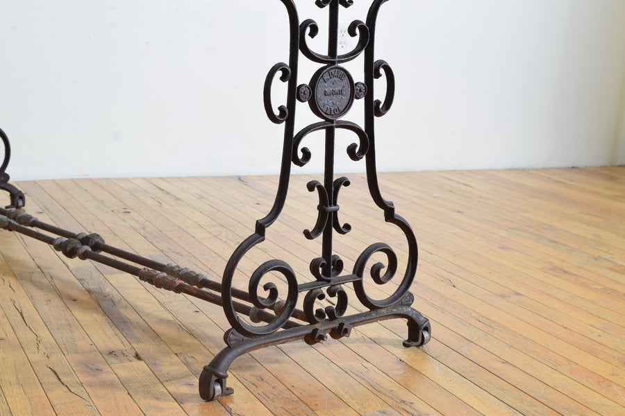Wrought Iron and Marble Garden Table
