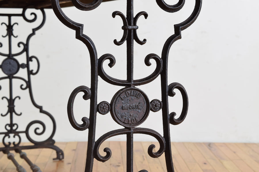 Wrought Iron and Marble Garden Table