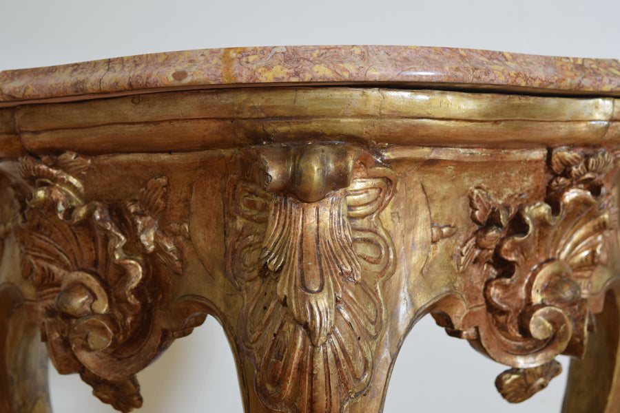 Giltwood and Marble-Top Console Table