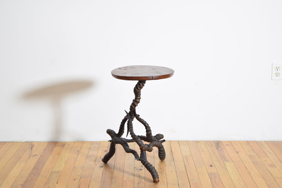 Antelope Horn, Brass, and Walnut Low Table