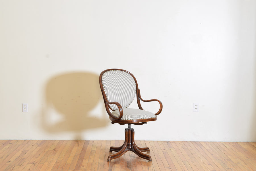 Bentwood and Upholstered Hinged and Swivel Desk Chair