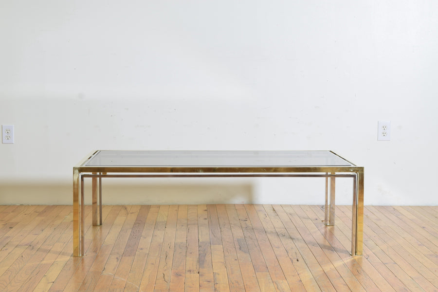 Brass, Chrome and Glass Top Coffee Table