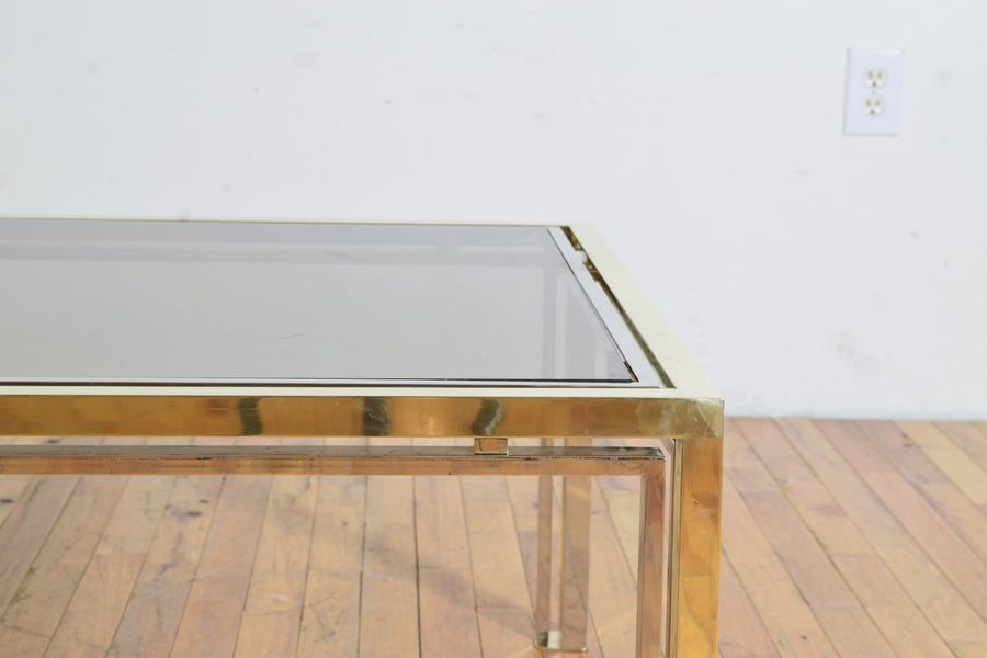 Brass, Chrome and Glass Top Coffee Table