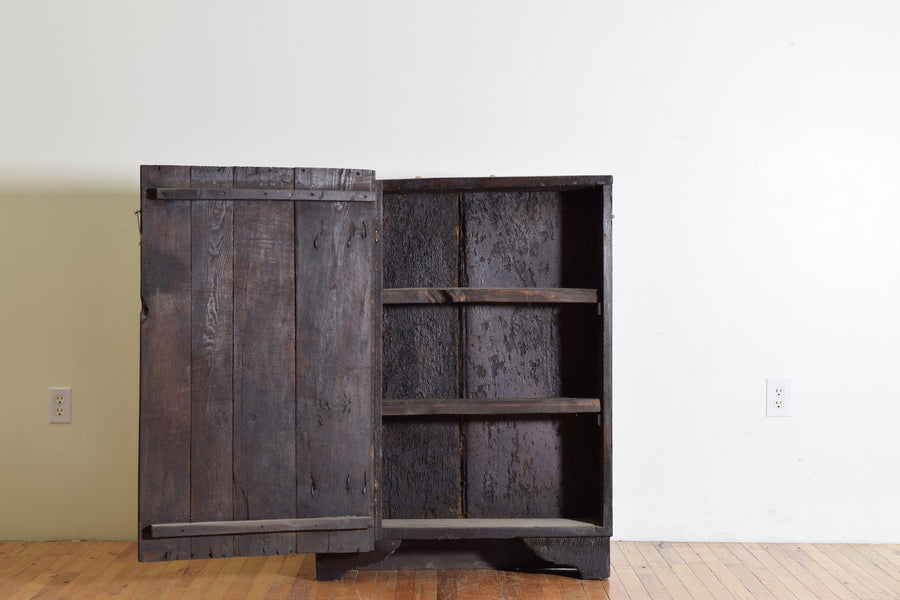 Ebonized Oak 1-Door Footed Cabinet