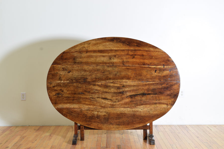 Figured Walnut Oval Folding Vineyard Table