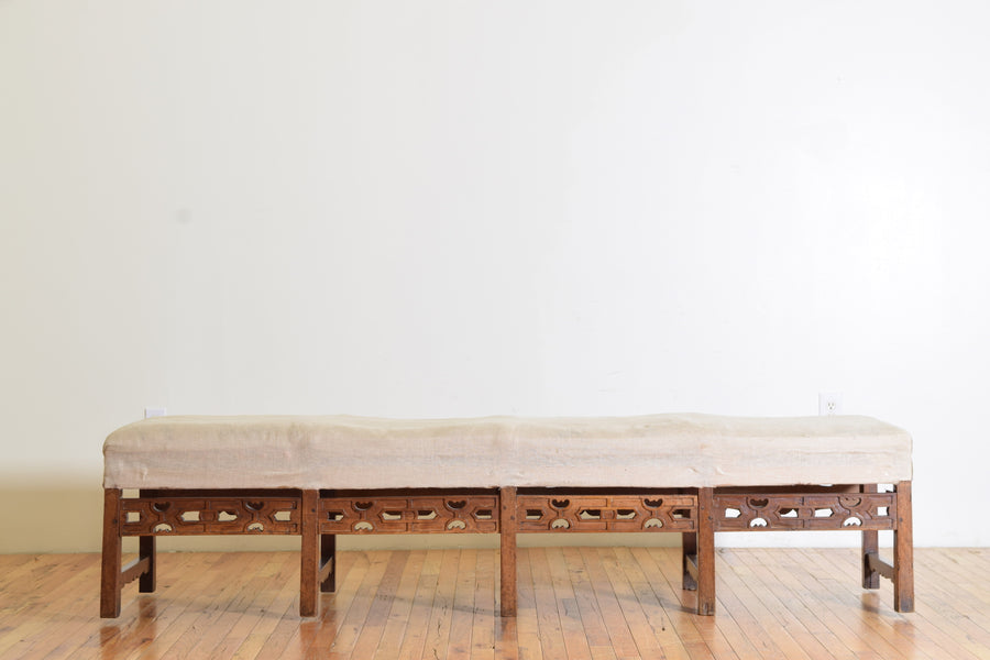Pair of Carved Walnut Benches