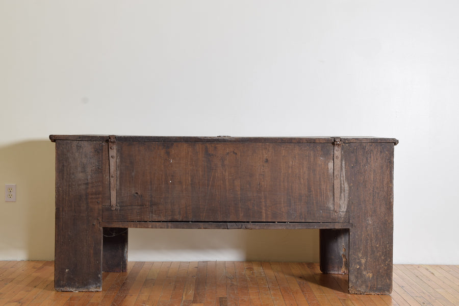 Carved Oak Cassone with Iron Hardware