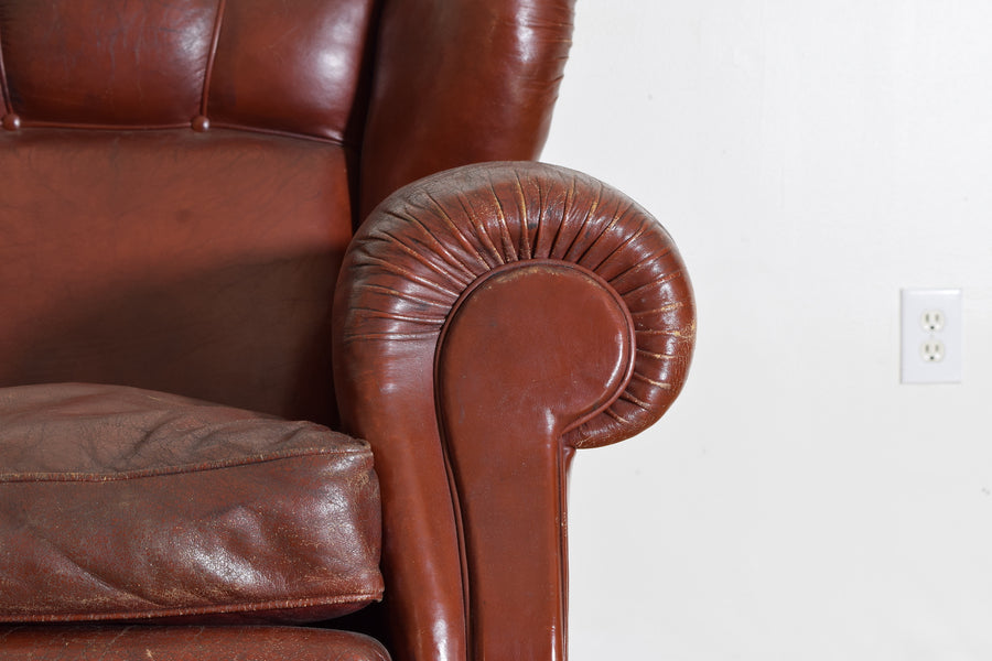 Pair of Poltrona Frau Leather Upholstered Club Chairs