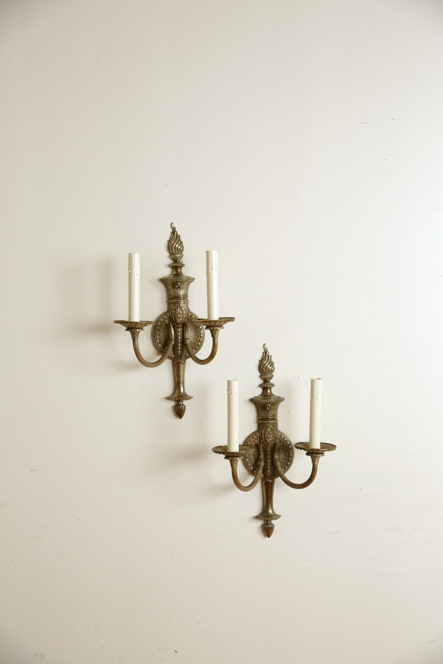 Pair of Cast Brass 2-Light Sconces