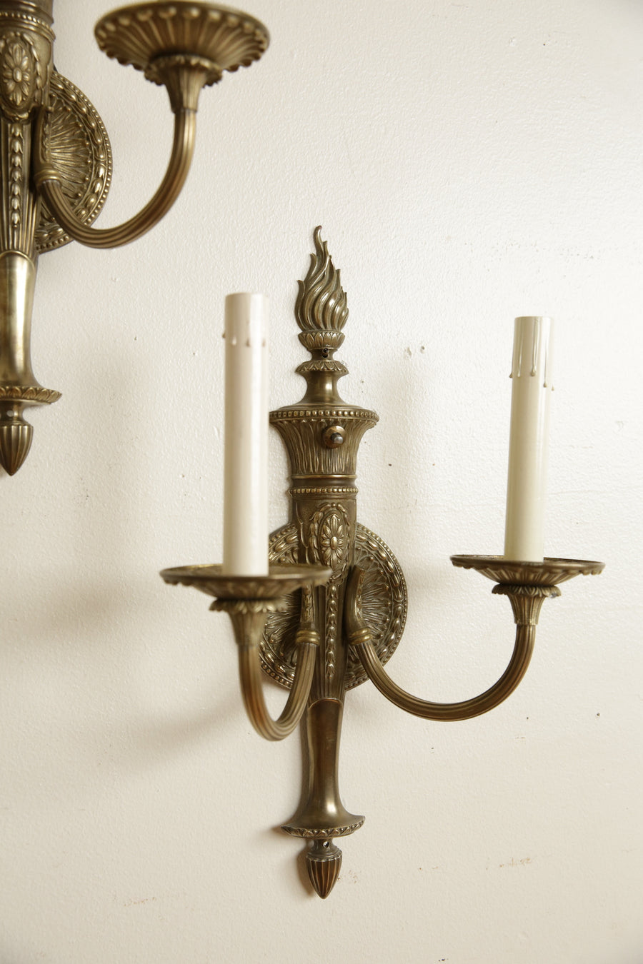 Pair of Cast Brass 2-Light Sconces