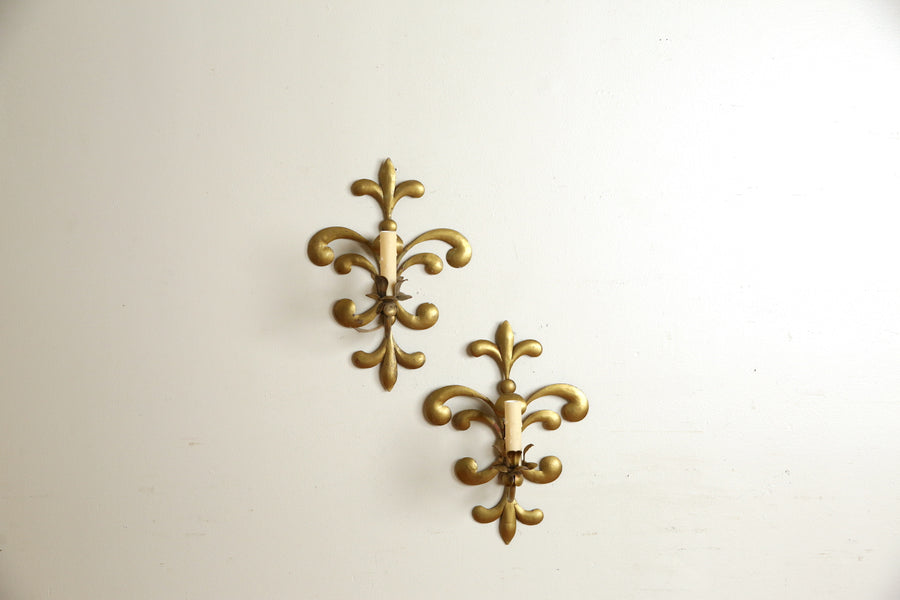 Pair of Gilt Painted Metal 1-Light Sconces