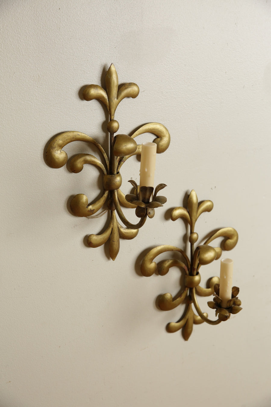 Pair of Gilt Painted Metal 1-Light Sconces