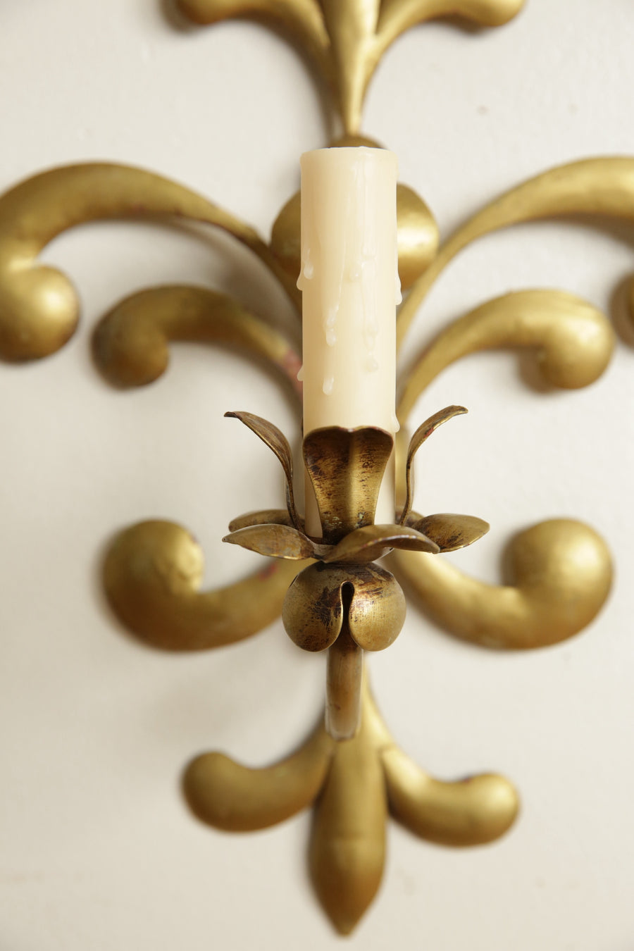 Pair of Gilt Painted Metal 1-Light Sconces