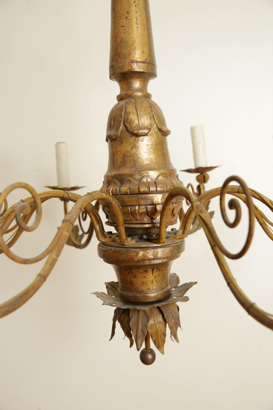 Giltwood, Iron, and Metal 8-Light Chandelier