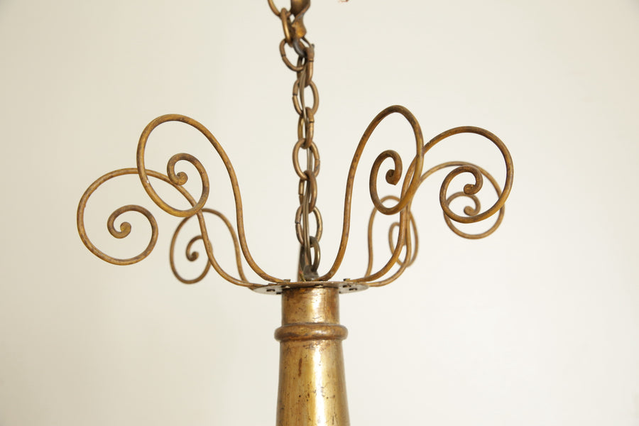 Giltwood, Iron, and Metal 8-Light Chandelier