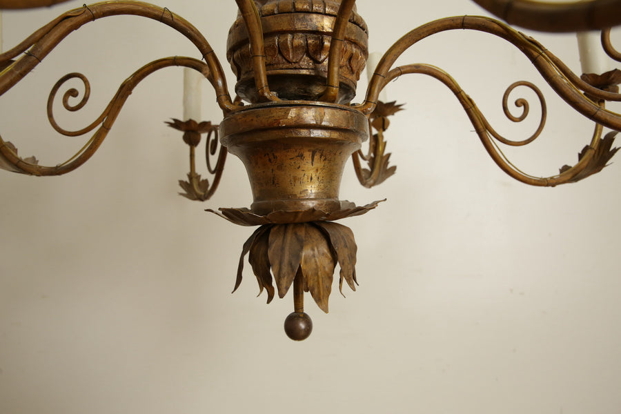 Giltwood, Iron, and Metal 8-Light Chandelier