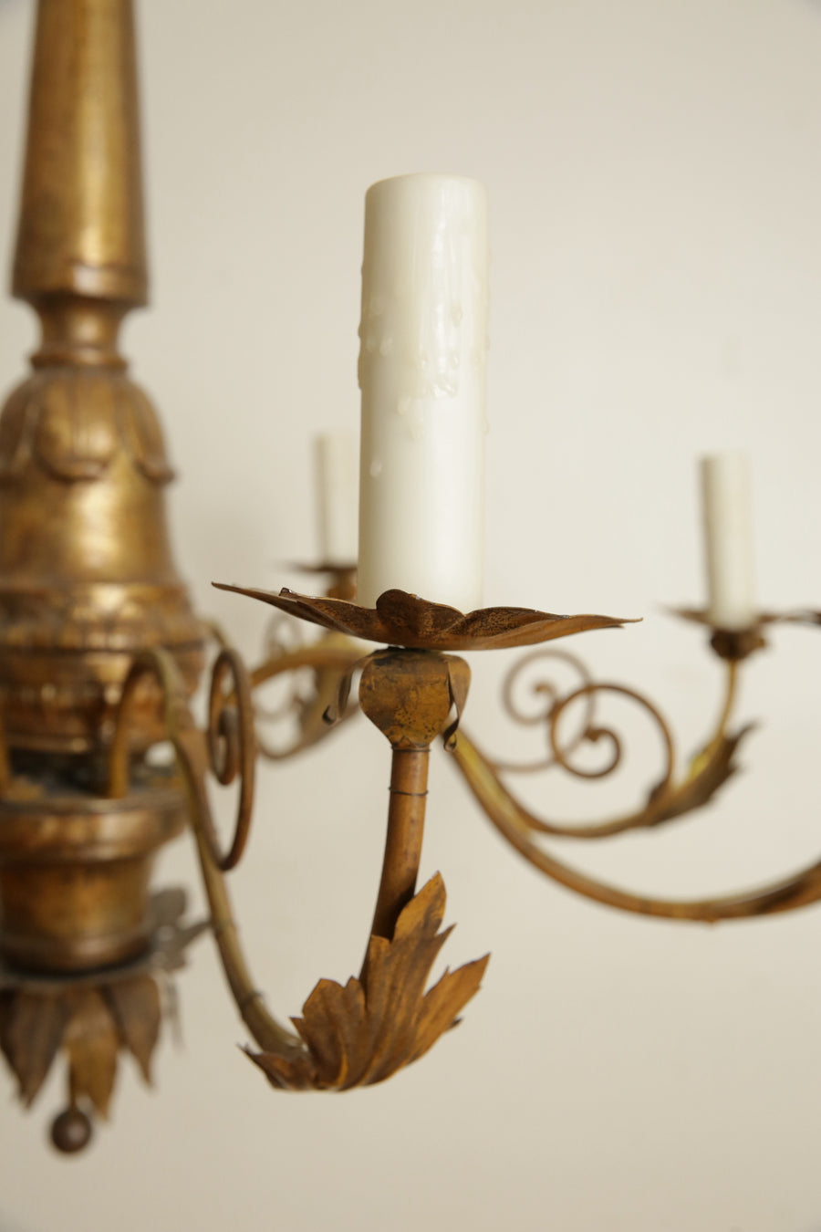 Giltwood, Iron, and Metal 8-Light Chandelier