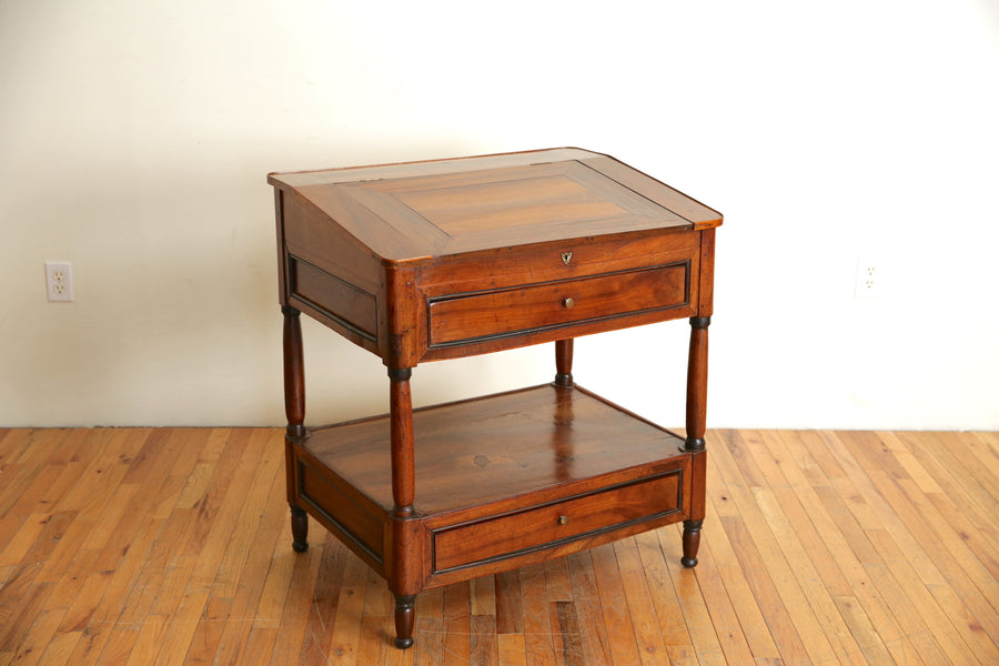 Walnut Slant Front 2-Drawer Desk