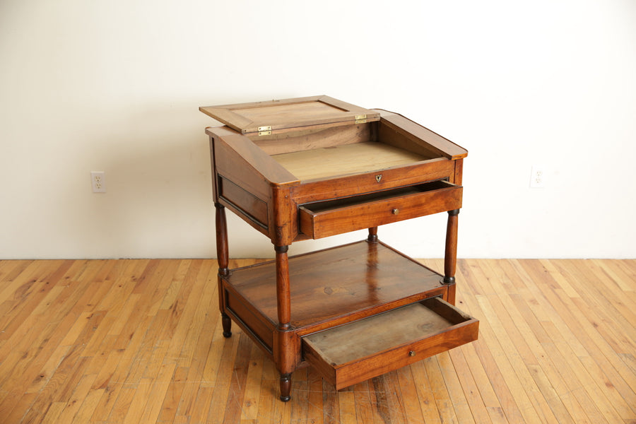 Walnut Slant Front 2-Drawer Desk