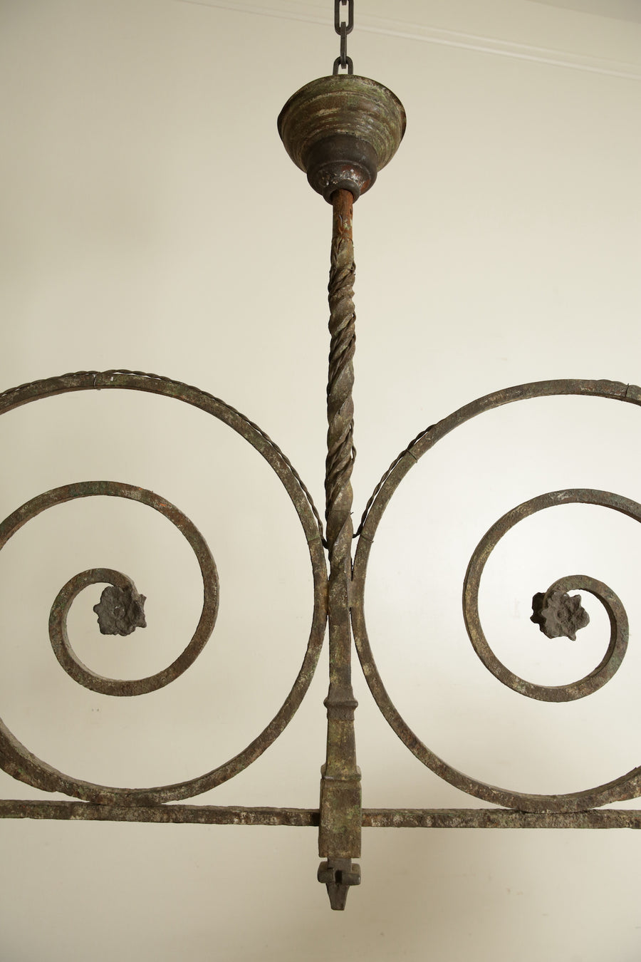 Wrought Iron 2-Light Billiards Fixture with Shades