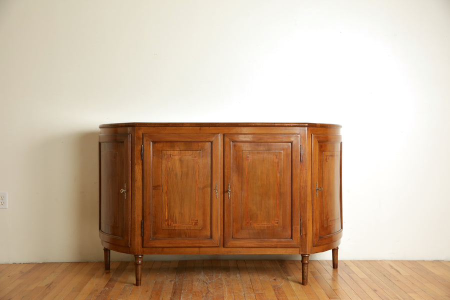 Walnut and Inlaid 4-Door Sagomata Credenza