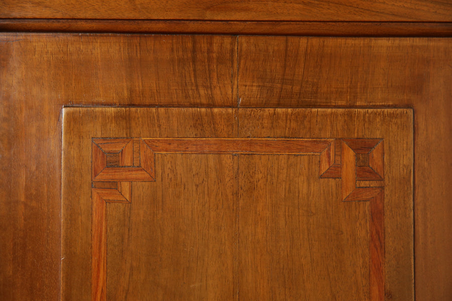 Walnut and Inlaid 4-Door Sagomata Credenza