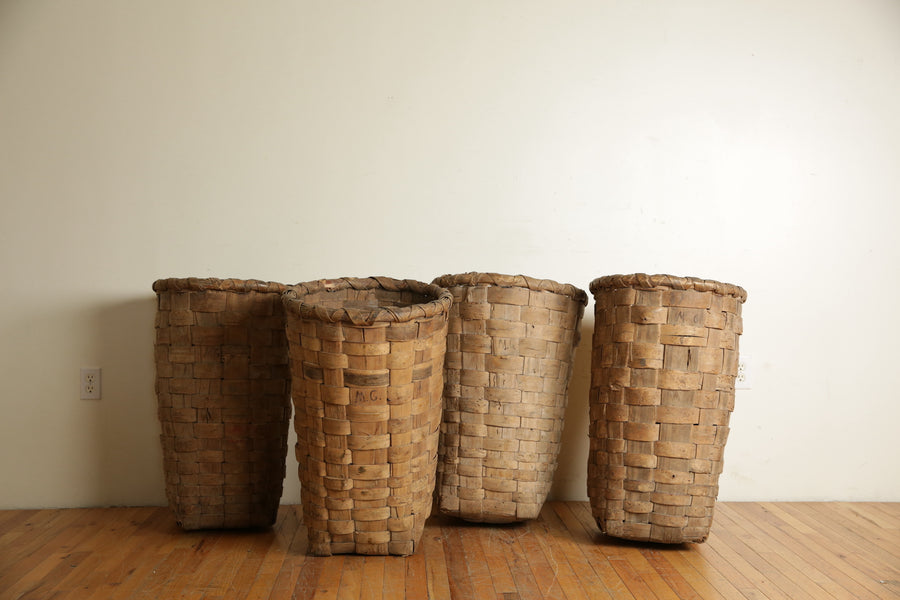 Set of 4 Woven Chestnut Harvest Baskets