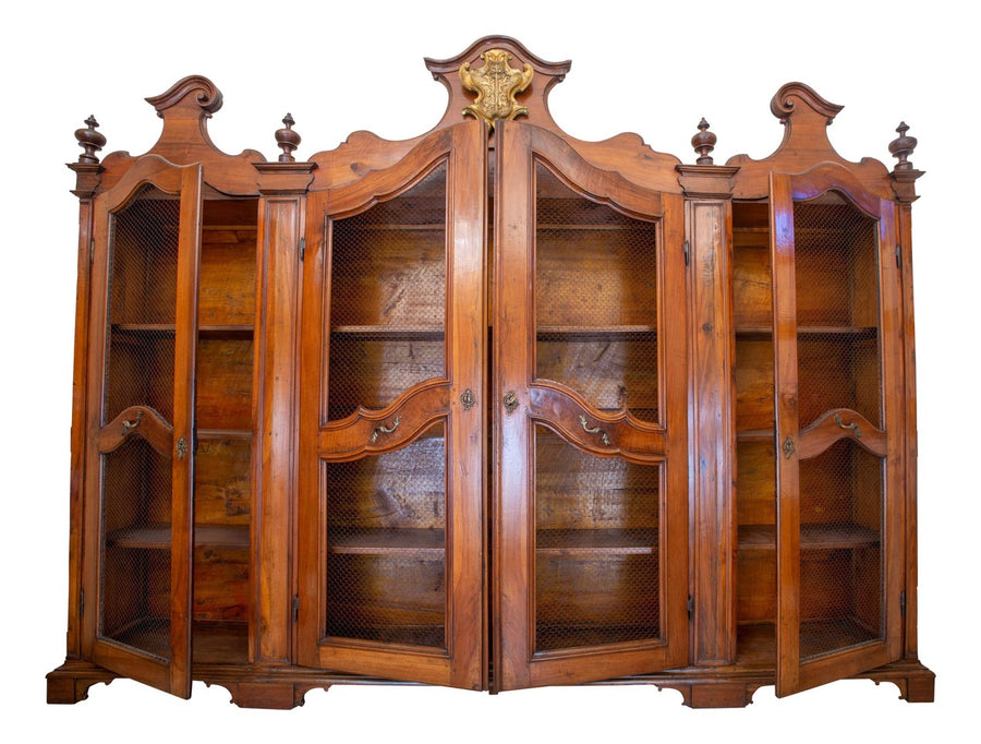 Walnut, Poplar, and Fir Wood 4-Door Libreria