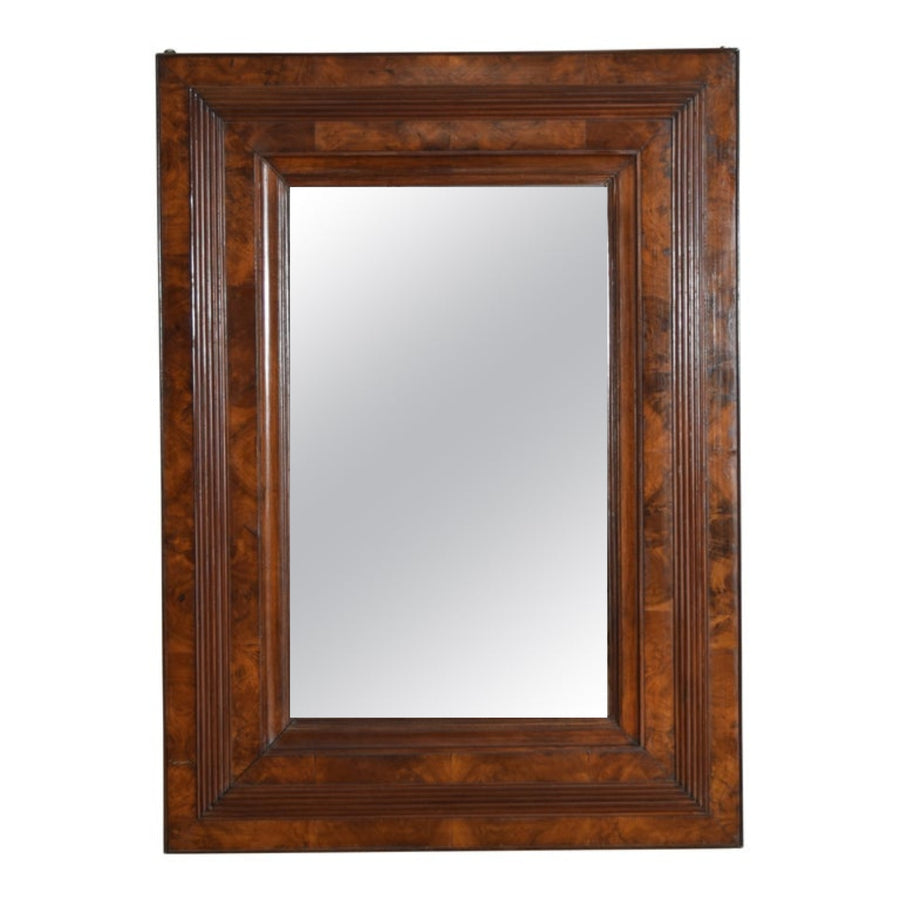 Large Molded Burl Walnut Veneer Mirror
