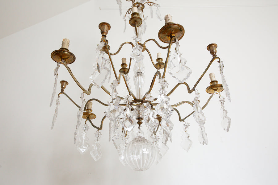 Pair of Gilt Bronze and Glass Chandeliers