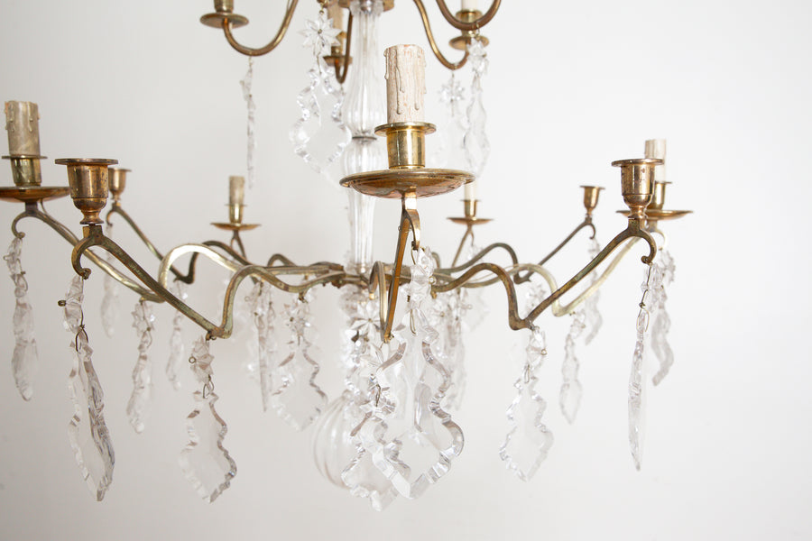 Pair of Gilt Bronze and Glass Chandeliers